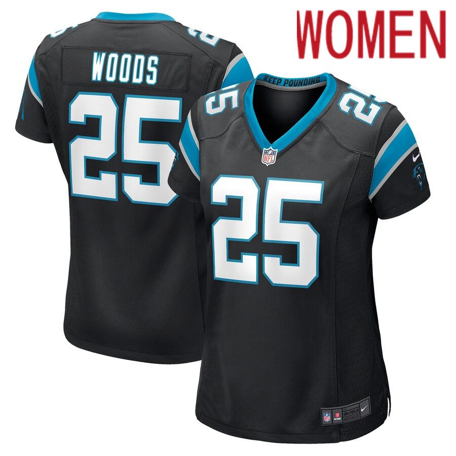 Women Carolina Panthers 25 Xavier Woods Nike Black Game NFL Jersey